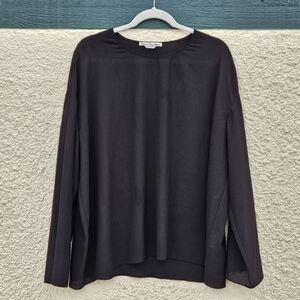 Acne Studios Brenna black flowy split-sleeve top FR 36 US 4
